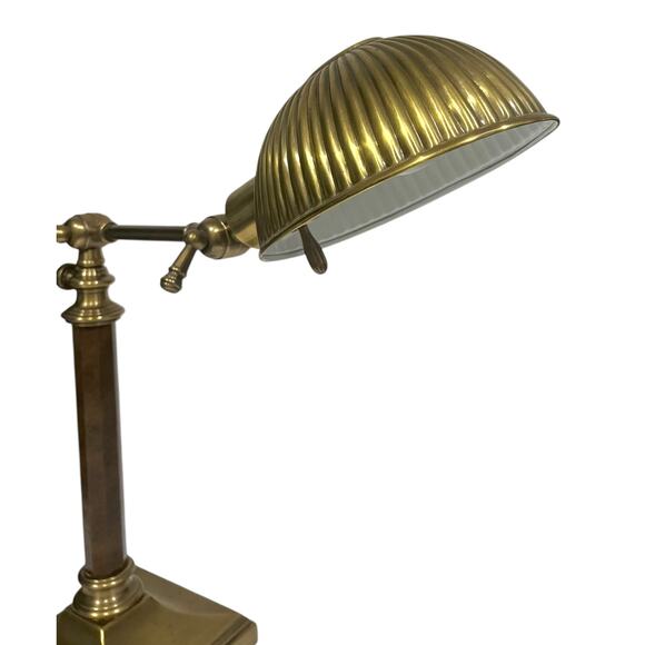 Vintage Ethan Allen Table Task Lamp Brass Ball Joint Adjustable Banker Pharmacy - Picture 4 of 13